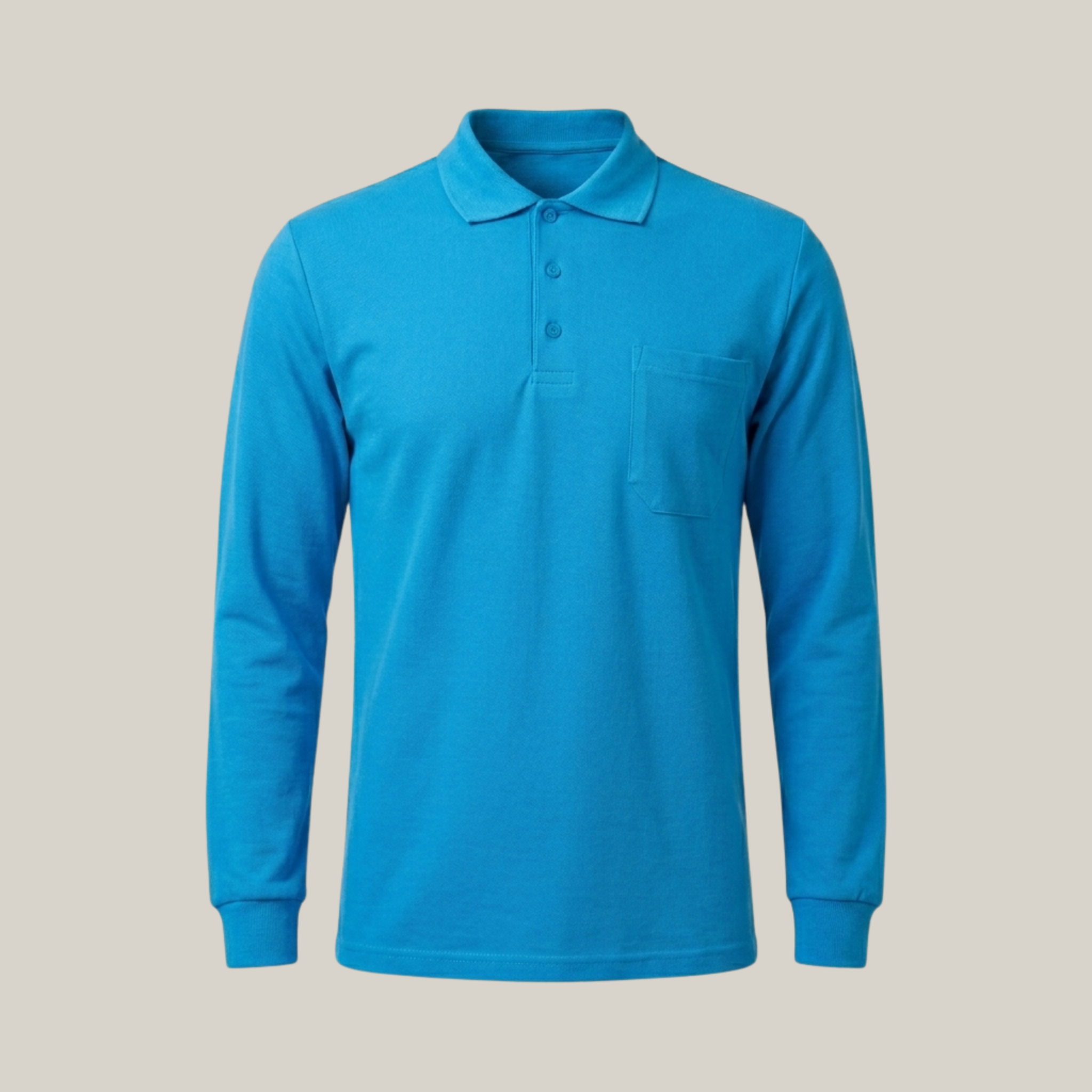 Polo Yaka Uzun Kollu İki İplik Sweatshirt - 5 Renk