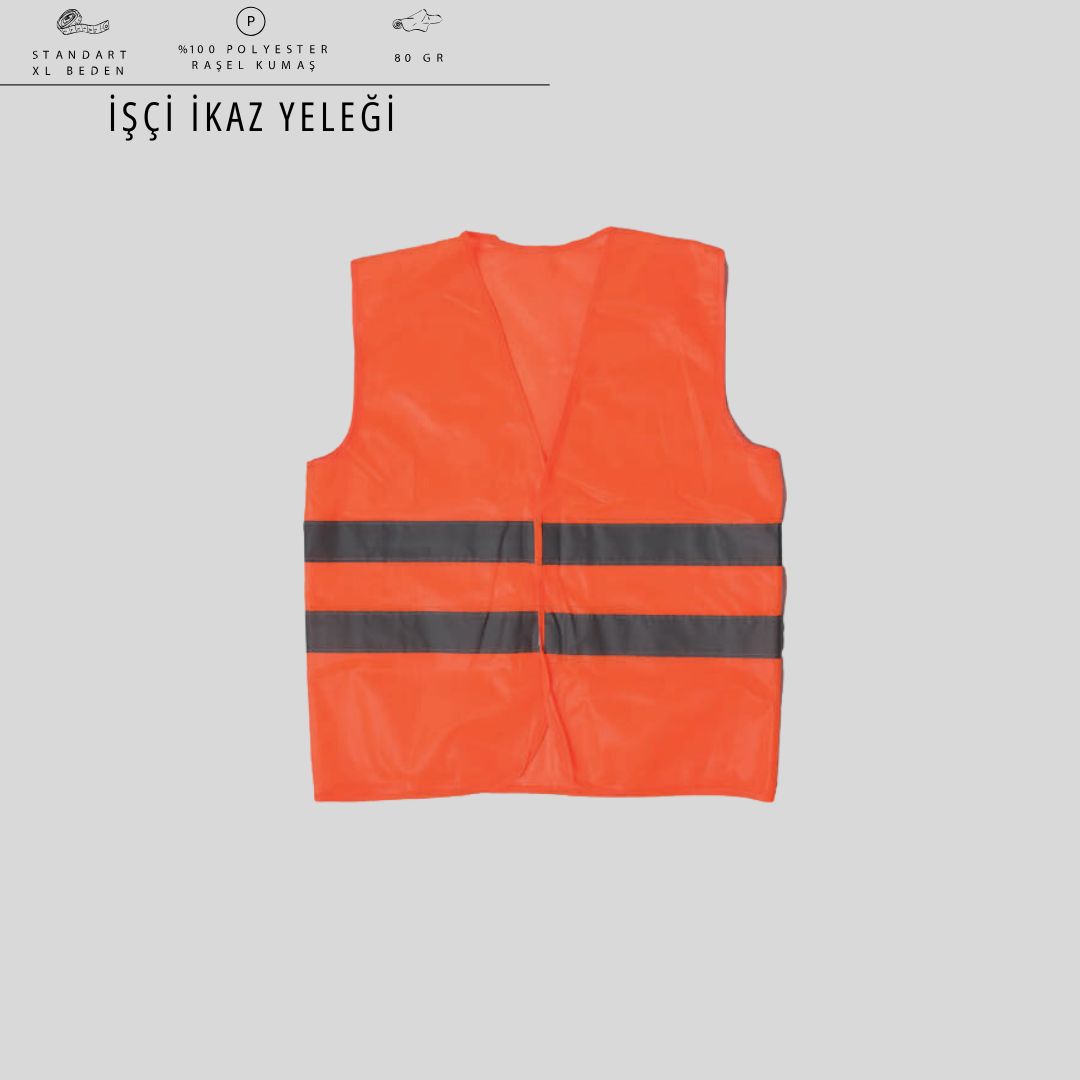 İşçi İkaz Yeleği — Reflektif Şeritli, Hafif Polyester "SS"