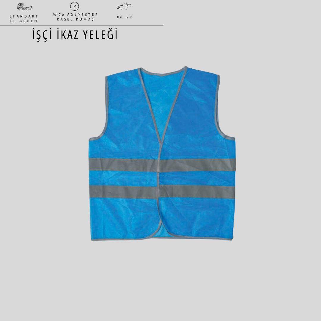 İşçi İkaz Yeleği — Reflektif Şeritli, Hafif Polyester "SS"