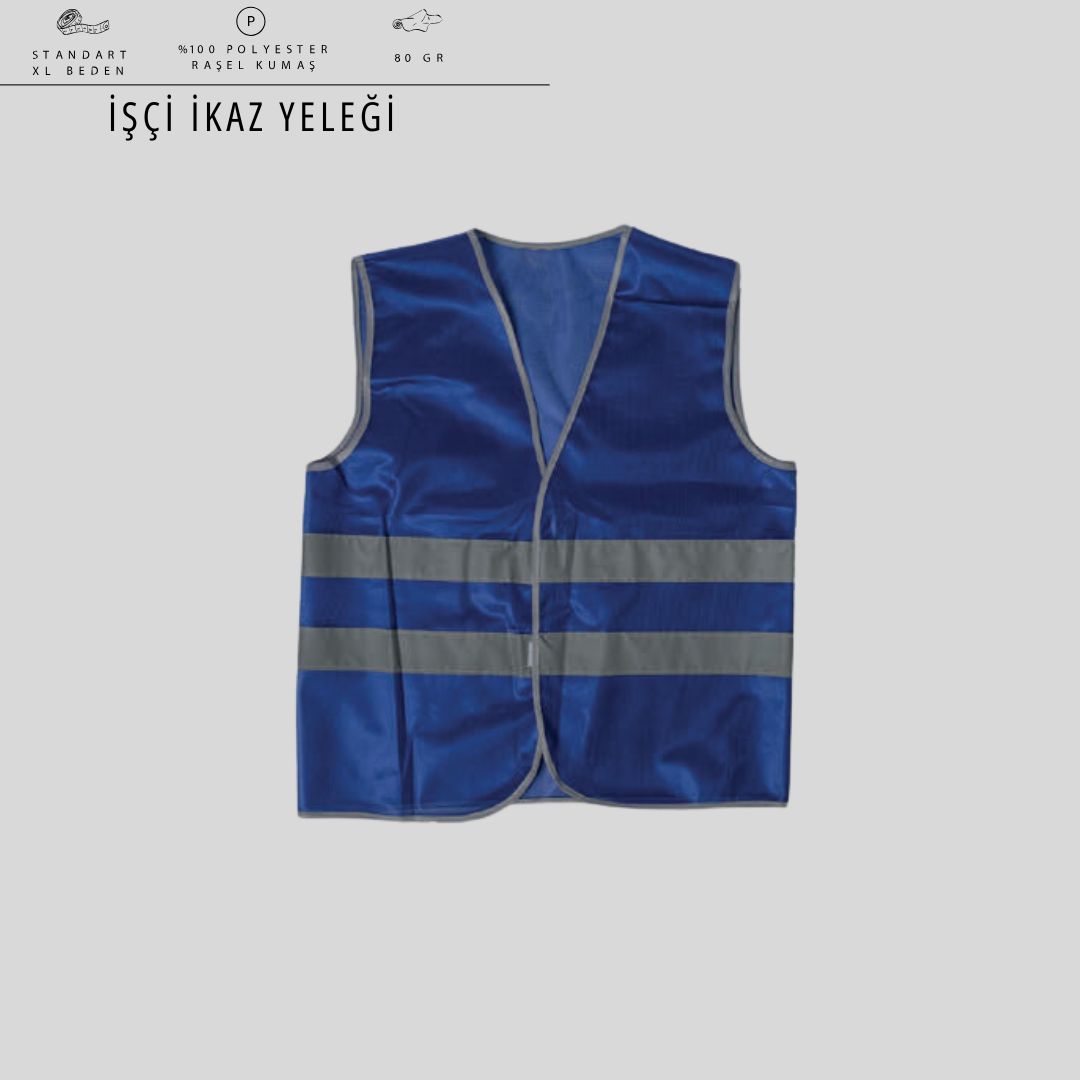 İşçi İkaz Yeleği — Reflektif Şeritli, Hafif Polyester "SS"