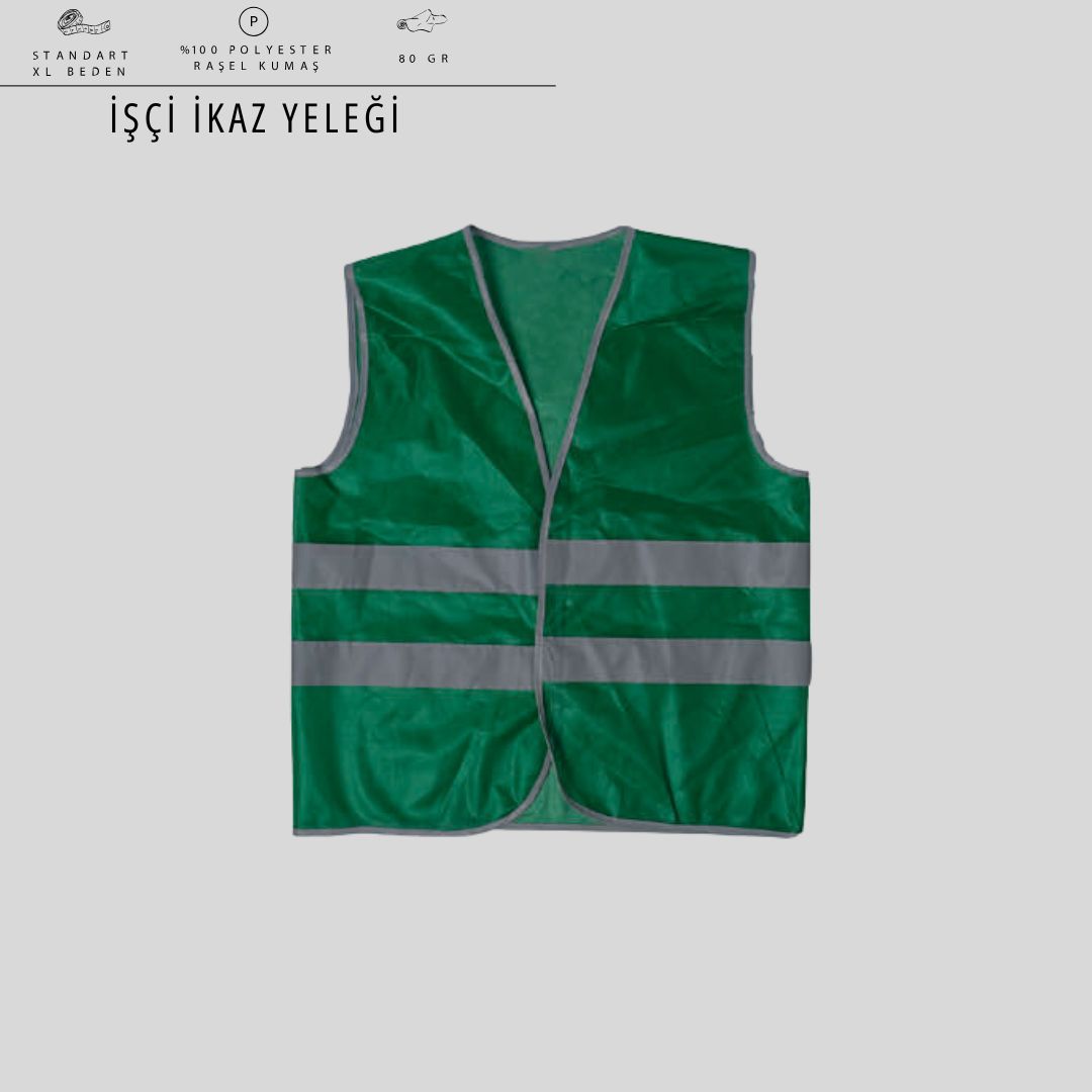 İşçi İkaz Yeleği — Reflektif Şeritli, Hafif Polyester "SS"