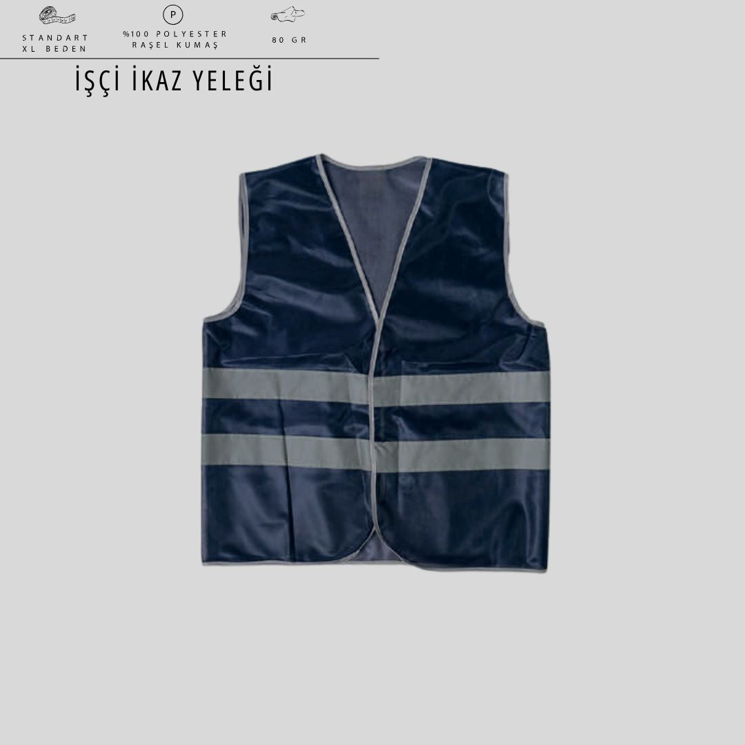 İşçi İkaz Yeleği — Reflektif Şeritli, Hafif Polyester "SS"