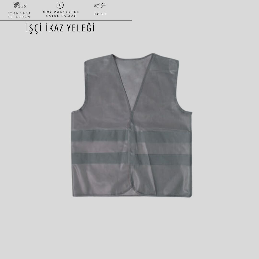 İşçi İkaz Yeleği — Reflektif Şeritli, Hafif Polyester "SS"